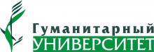 Надпись "Гуманитарный университет" в чёрно-зелёных тонах рядом с логотипом в виде ростка.